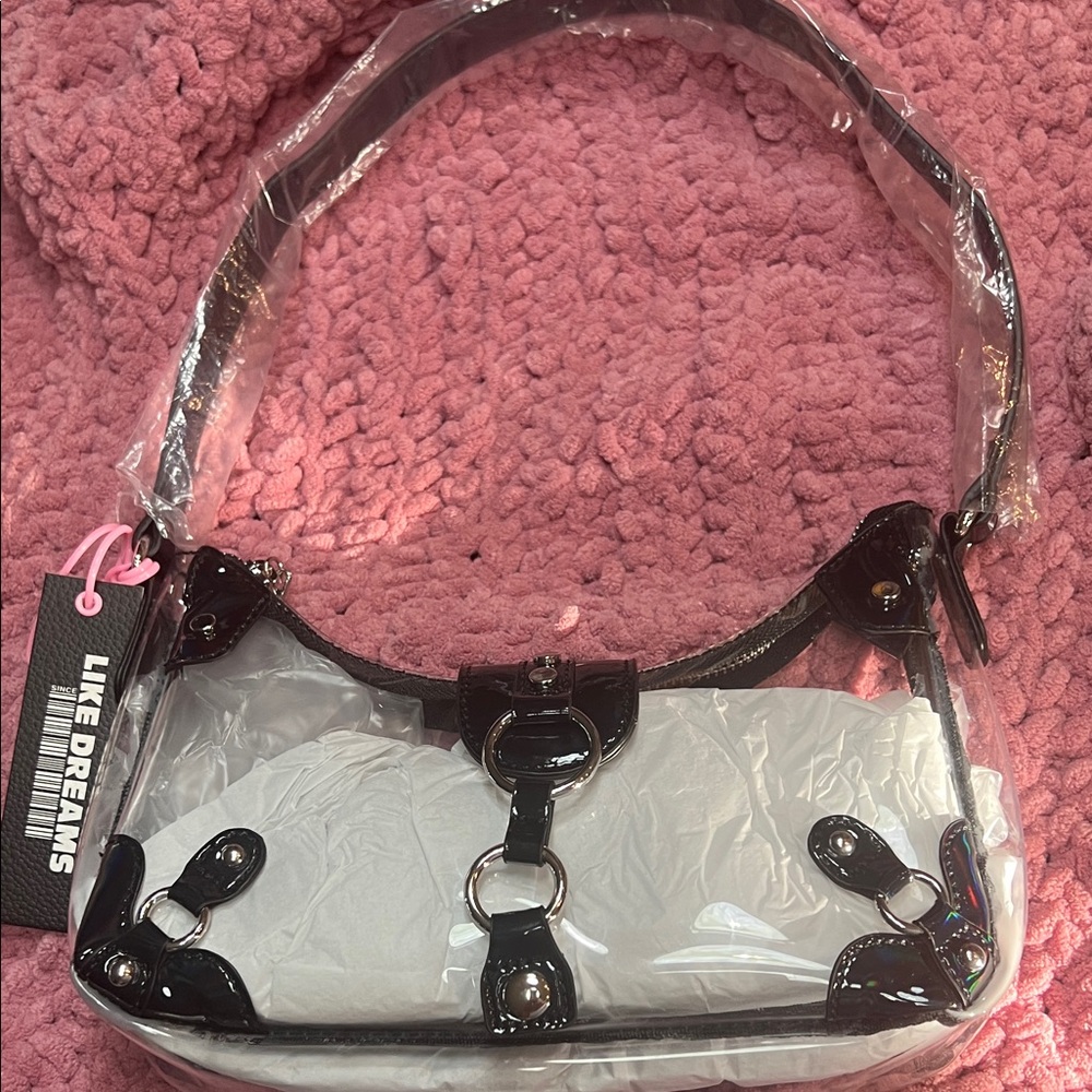 Clear and Black Women's Shoulder Bag